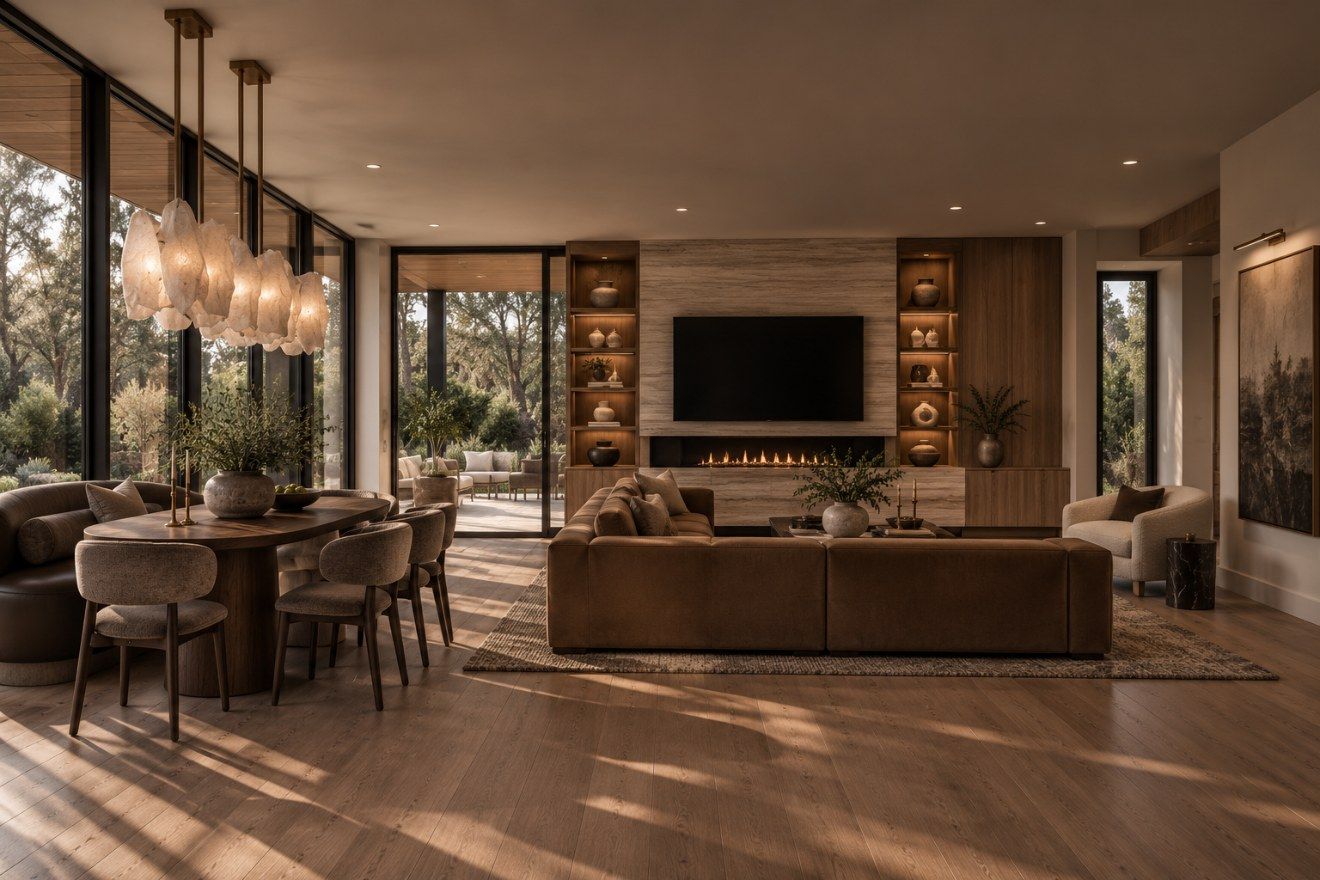 Estancia y comedor del proyecto Las Moras
